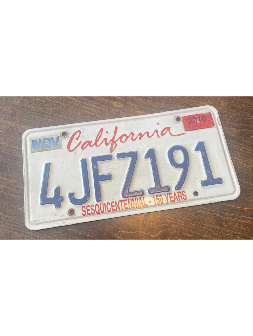 License Plate California CA Cali USA American Vintage Expired 2016 4 JFZ 191
